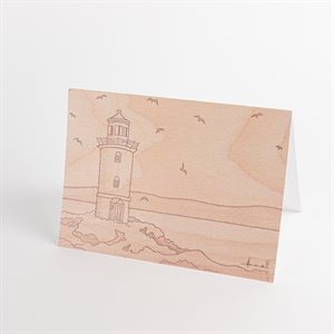 Greeting card, reproduction of a pyrography on wood