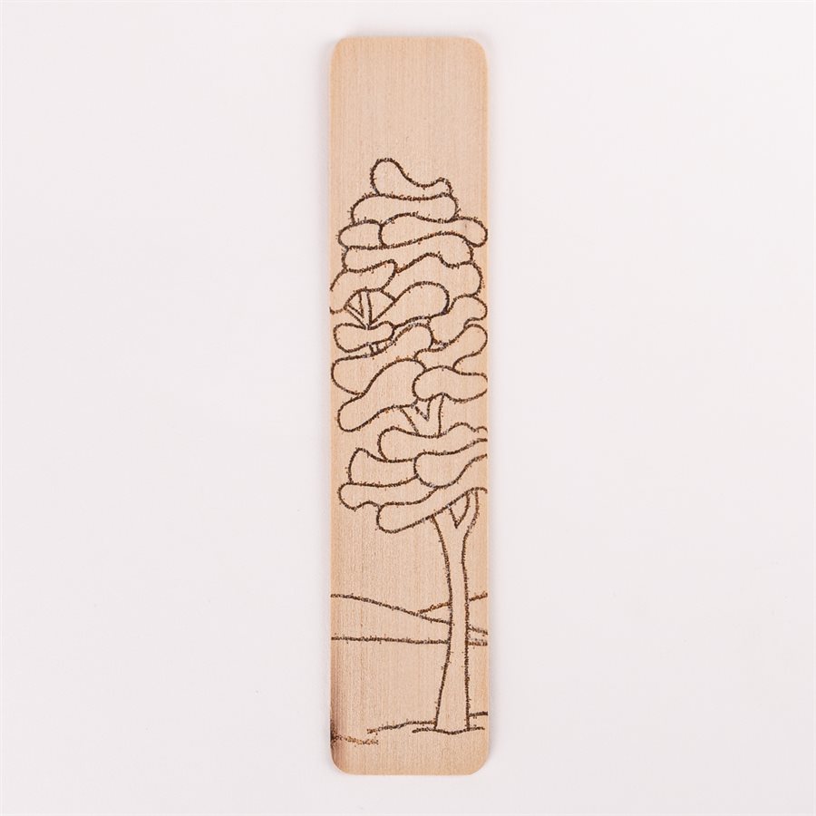 Signet en bois pyrogravé, modèle L'arbre nuage