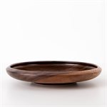 Woodburned walnut bowl, large solitary flower pattern 