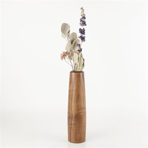 Vase soliflore en bois avec insert en verre