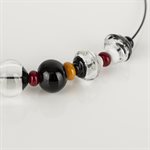 Bubble and glass bead necklace (Black, white, red and orange)