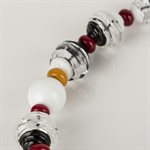Bubble and glass bead necklace (Black, white, red and orange)