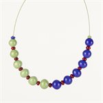 Glass bead necklace (Blue, glass and red)