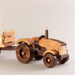 Jouet tracteur avec sa remorque en bois
