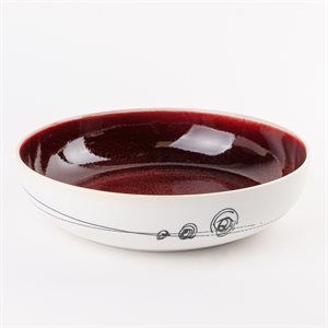Bol à pâtes en porcelaine avec intérieur rouge