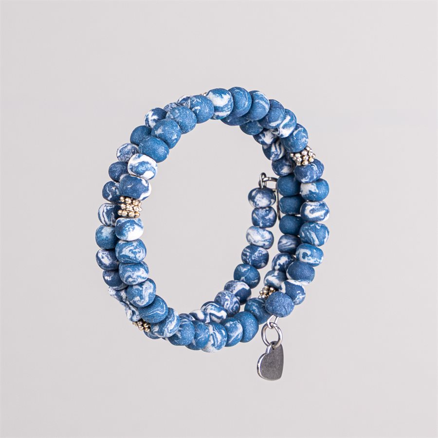Bracelet ajustable à deux tours en billes de porcelaine façonnées à la main 11