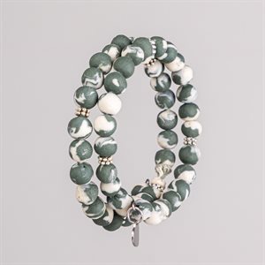 Bracelet ajustable à deux tours en billes de porcelaine façonnées à la main 8
