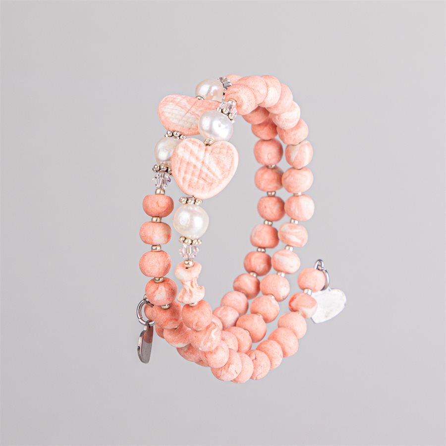 Bracelet ajustable à deux tours en billes de porcelaine et ornements 11