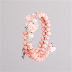 Bracelet ajustable à deux tours en billes de porcelaine et ornements 11