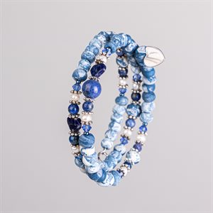 Bracelet ajustable à deux tours en billes de porcelaine et ornements 14