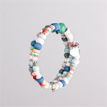 Bracelet ajustable à deux tours en billes de porcelaine et ornements 17