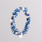 Bracelet ajustable à deux tours en billes de porcelaine et ornements 18