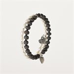 Double clay bracelet with ornaments Black