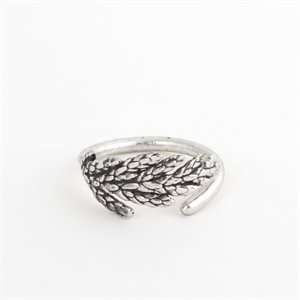 Silver juniper leaf ring, simple model