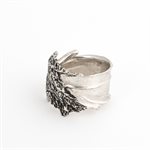 Silver bird feather ring, model 1