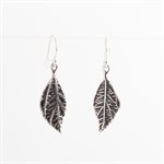 Silver acalypha leaf earrings, small model