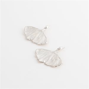 Silver ginkgo leaf earrings, large model