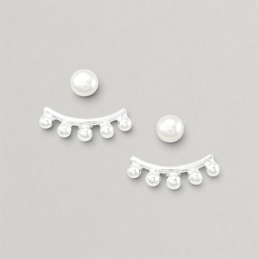 Five Ball and Pearl Ear Jackets – white pearl