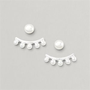 Boucles d’oreilles Ear jackets à cinq boules et perles – perle blanche