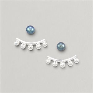 Boucles d’oreilles Ear jackets à cinq boules et perles – perle noire