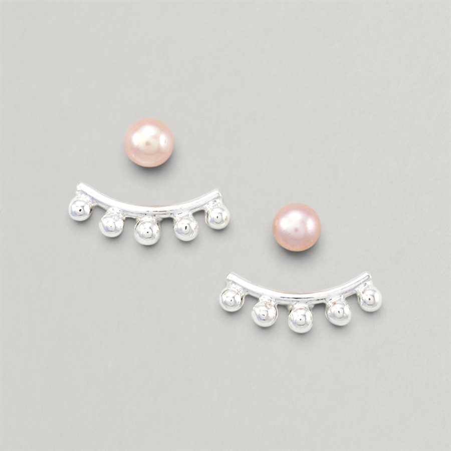 Five Ball and Pearl Ear Jackets – pink pearl