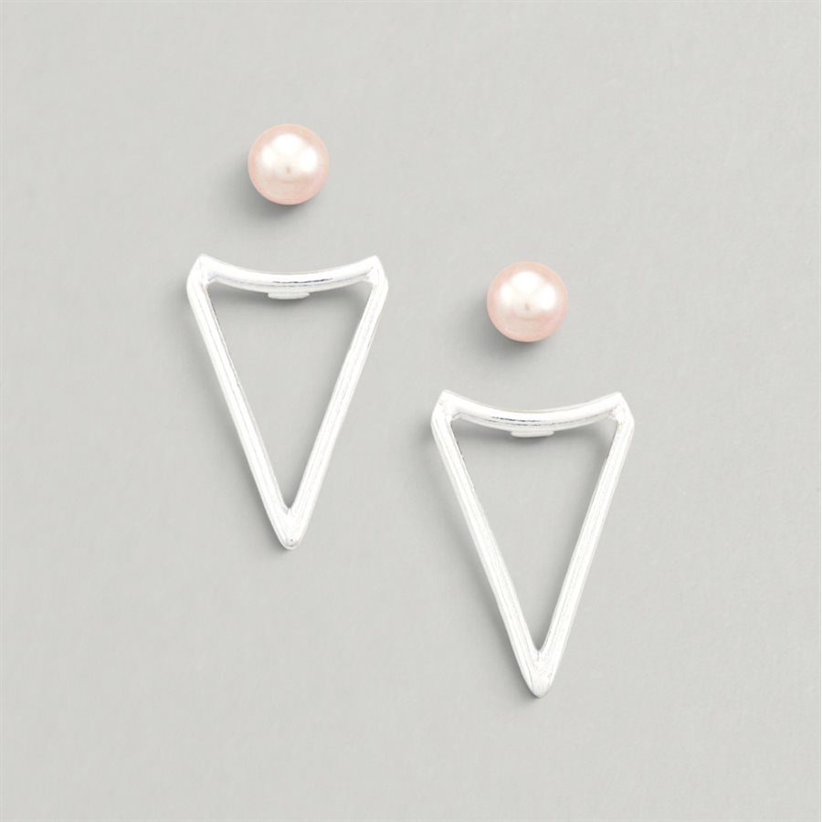 Triangle and Pearl Ear Jackets – pink pearl