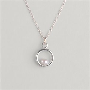Pendentif Cercle et perle – perle blanche