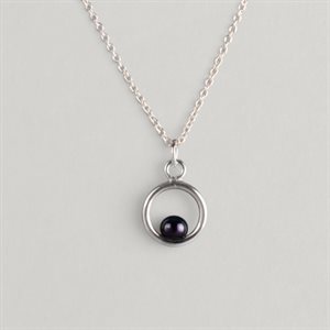Pendentif Cercle et perle – perle noire