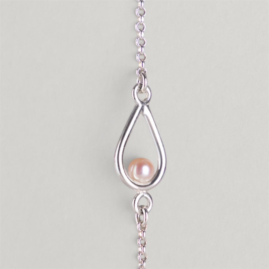 Teardrop and Freshwater Pearl Bracelet – pink pearl – S / M