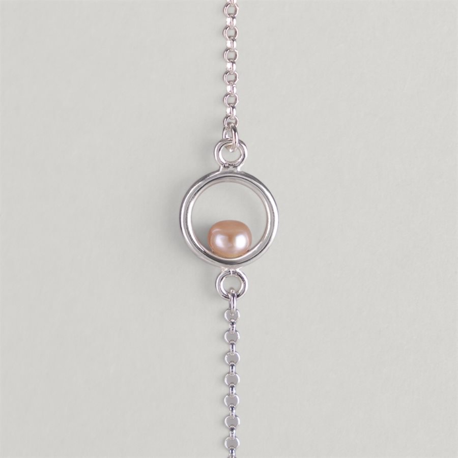 Circle and Freshwater Pearl Bracelet – pink pearl – S / M