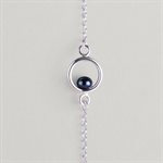 Circle and Freshwater Pearl Bracelet – black pearl – M / L