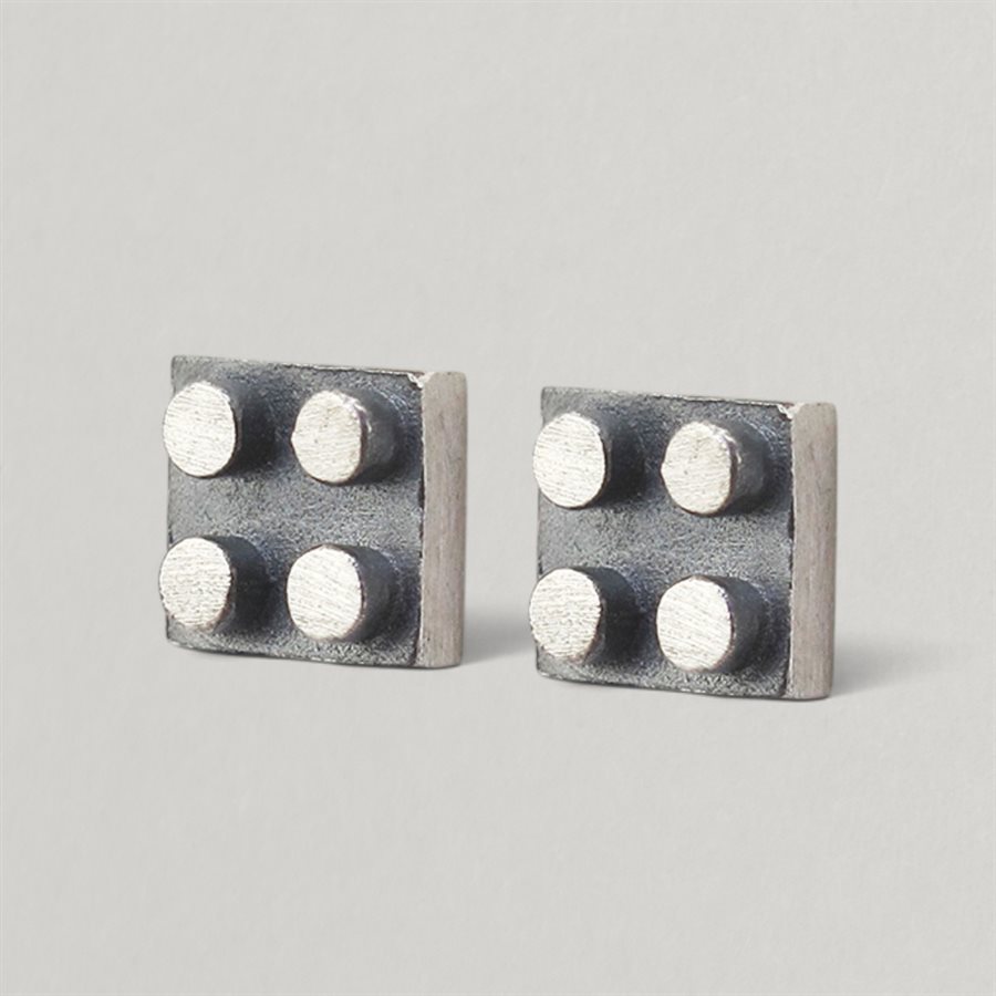 Square Nano Block Stud Earrings