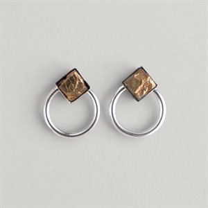 Pyrite and Circle Stud Earrings