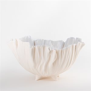 White and blue porcelain poppy bowl