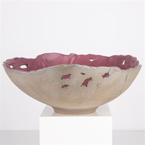 Pink and gray openwork ceramic bowl