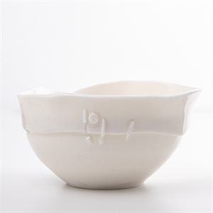 Small white pinched porcelain bowl