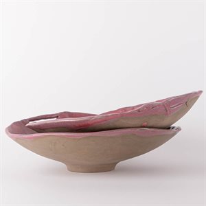 Grand bol en céramique rose et gris