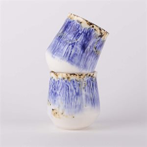 White and blue porcelain glass