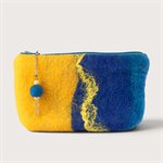 Moyenne pochette en laine feutrée - Bleu et jaune 6