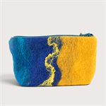Moyenne pochette en laine feutrée - Bleu et jaune 6