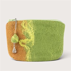 Petite pochette en laine feutrée - Verte 