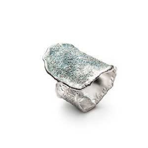 Olas silver and blue enamel adjustable ring