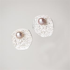 Mini flora 3 in 1 earring in silver with pink pearls