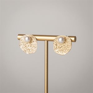 Boucle d'oreille Mini flora 3 en 1 en argent plaqué or avec perles blanches