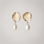 Boucle d'oreille Mini Fauve en argent plaqué or avec perles blanches
