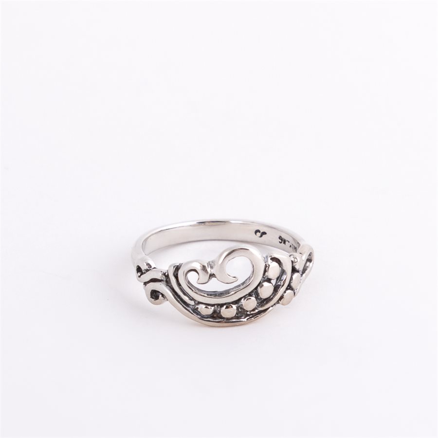 Silver ring, openwork spiral crown model, size 7¾