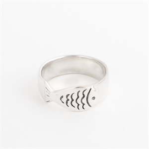 Silver ring, fish model, size 9