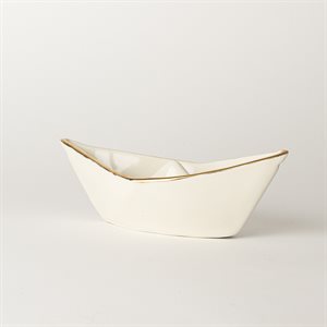 White and gold origami effect ceramic boat