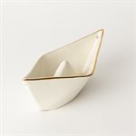 Bateau en céramique effet origami blanc et or