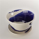 Blue and white ceramic berry strainer